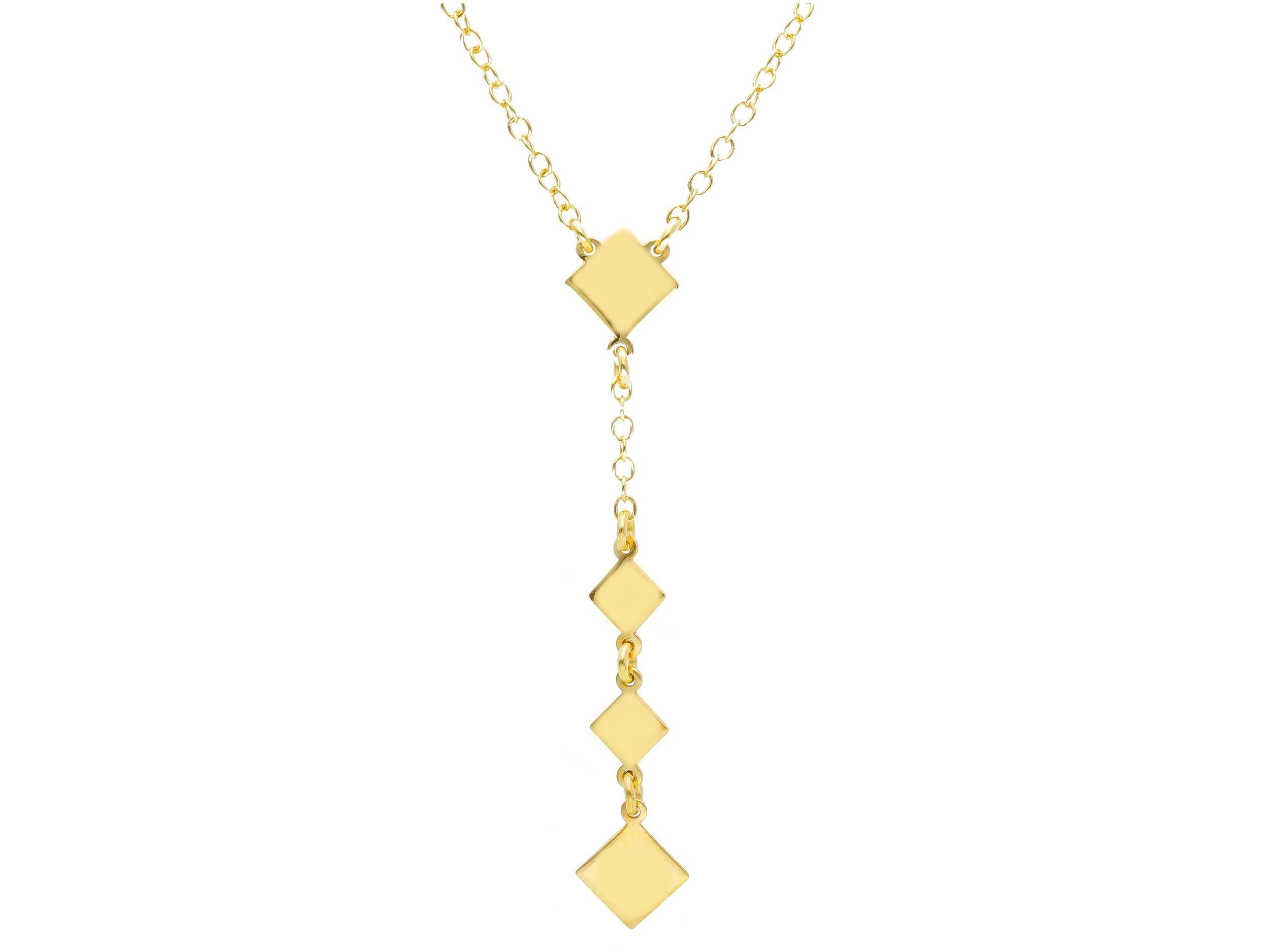 Yellow gold necklace k9 with golden rhombuses   (code S241666)